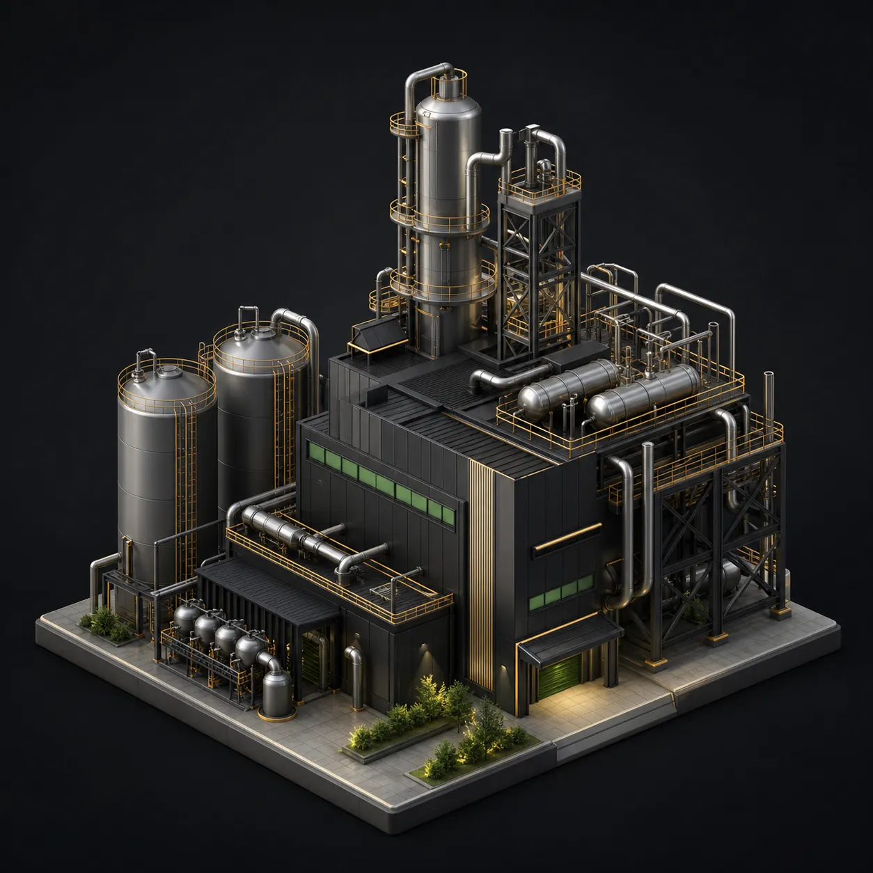 Chemical and industrial plant illustration