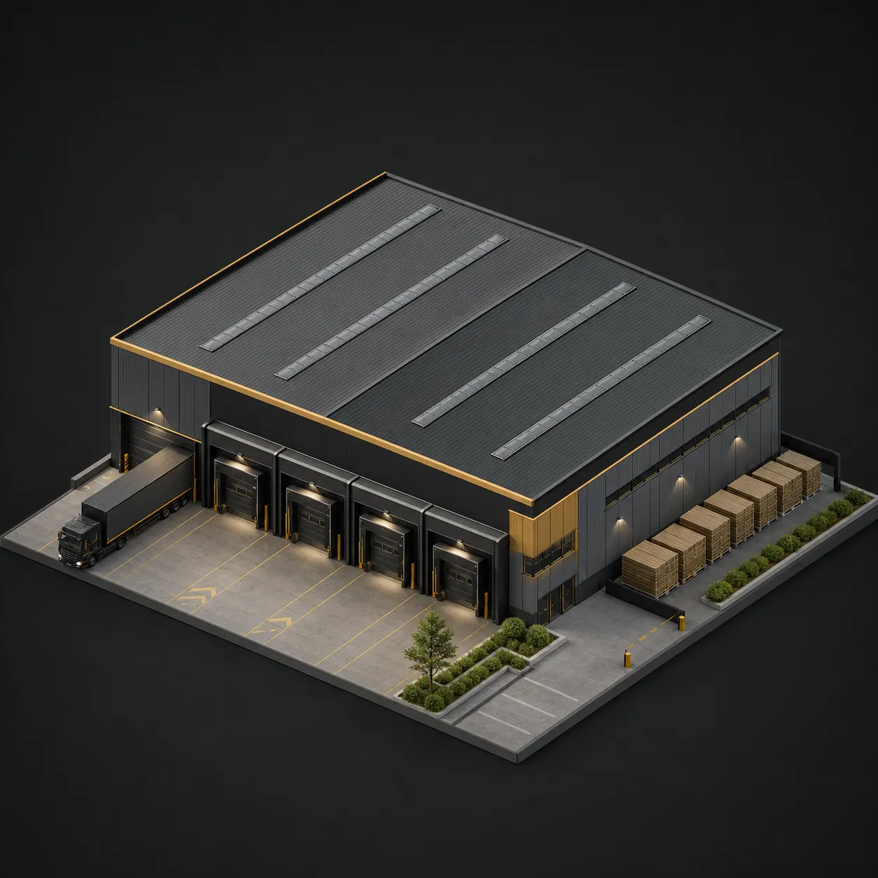 Logistics warehouse illustration