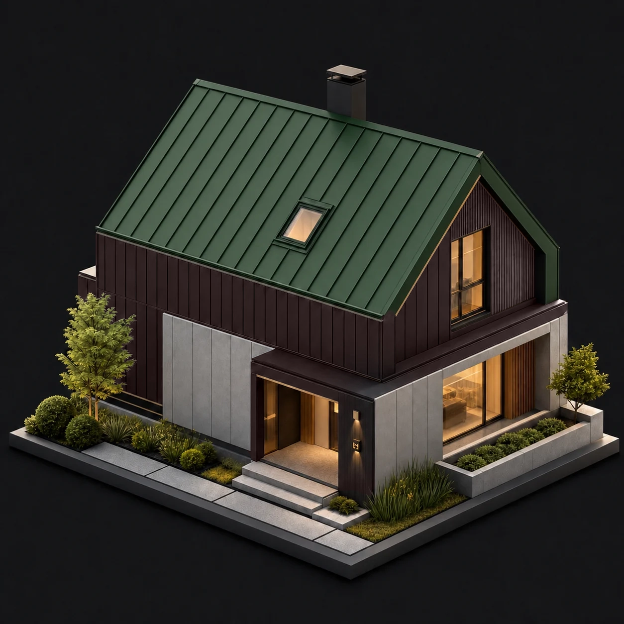 Complete house roof surface glare simulation